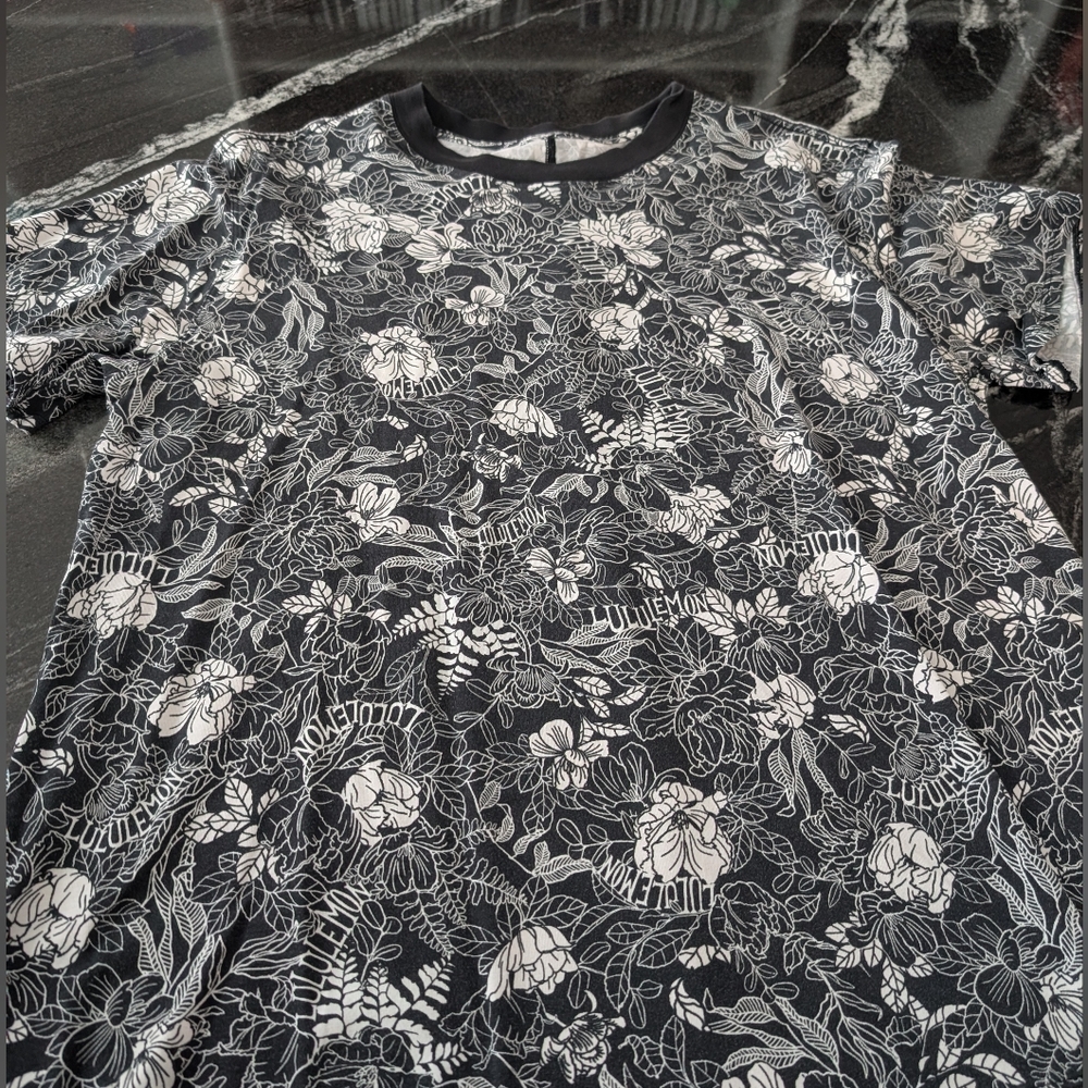 Lululemon Floral Black and White Women's All Yours Tee